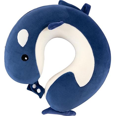 Oreiller cervical en mousse à mémoire de forme à rebond lent, en forme de U, motif animal de dessin animé, pour étudiant, bureau ou famille - marron clair - 30 x 26 cm