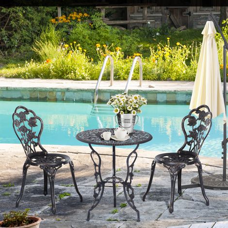 Ensemble de jardin Outsunny pour 2 personnes, salon de jardin, coin salon, ensemble de balcon, table et chaises, bronze (1/5)