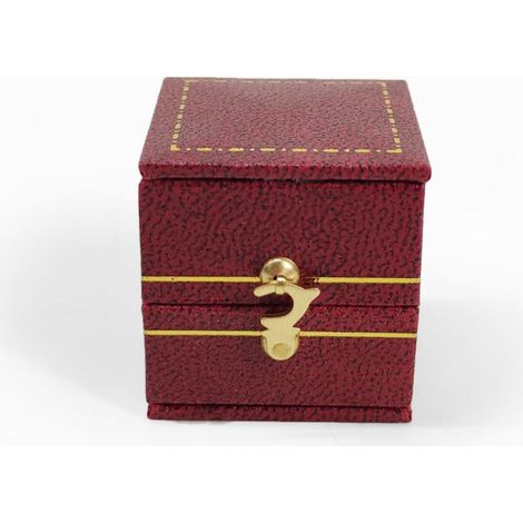 1 boîte à bagues cuir PU, rouge, 30 x 30 x 33 mm, organisateur bijoux, présentoir mariage et fiançailles (1/5)
