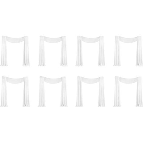 8X Tissu pour arche de mariage, 1 panneau de 75 cm x 6 m, rideau en mousseline blanche transparente pour cérémonie de mariage (1/5)