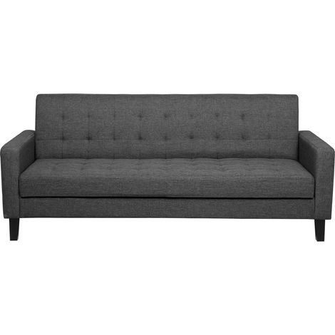 Sofá cama tapizado gris oscuro 3 plazas acolchado click clack Vehkoo