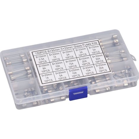 Kit de 150 Fusibles en Verre pour Appareils Électroménagers, 15 Types avec Tubes en Alliage