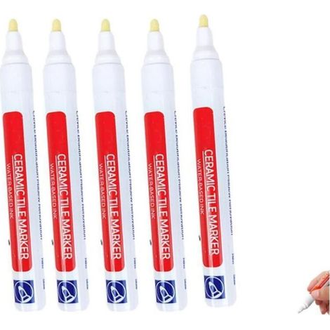 Lot de 5 stylos de calfeutrage blancs et imperméables, pour carrelage, réparation de joints de carrelage,pour carrelage,mur,sol,salle de bain, cuisine-