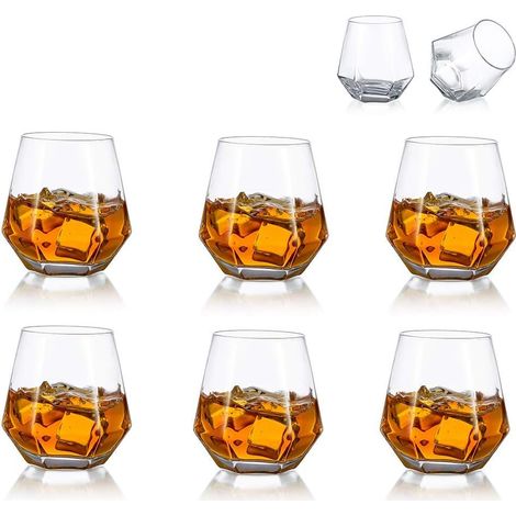6 Verres à Whisky Inclinés Géométriques – Fond Lourd