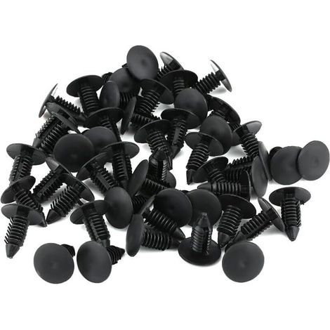 Clips à rivets en plastique, 100 pièces, fixations de garniture de carrosserie, clips à goupille de poussée pour chocs de voiture, noirs (1/5)