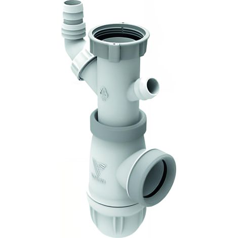Valentin – Siphon évier Connectic à prise machine à laver – Polypropylène durable – Diamètre joint conique 40 mm – Écrou 40x49 mm (1/3)