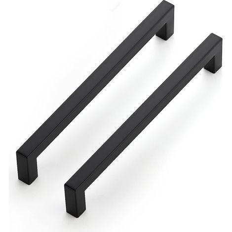 Lot de 10 poignées de meuble noires de 192 mm pour armoires de cuisine, poignées de tiroir en acier inoxydable, poignées de porte noires pour armoires de cuisine - RWBricolage›Quincaillerie›Quincaille (1/5)