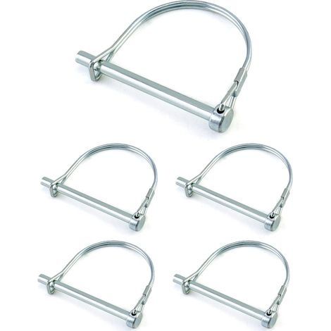 5 Pcs Goupille de Verrouillage Forme D, Goupille Securite en Acier au Carbone Galvanisé pour Jardin Pelouse Remorques - 6 x 70 mm (1/5)