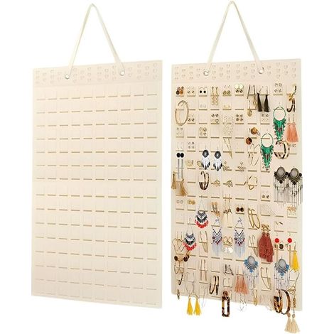 Organisateur Bijoux Suspendu,Rangement Bijoux Mural,Organisateur de Boucles D'Oreilles,Hanging Jewelry Organizer,Porte Bijouxs Presentoir Mural,Présentoir Boucles Oreilles pour Colliers Bagues (1/5)