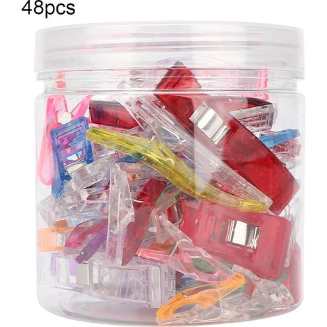 Lot de 48 pinces à coudre Wonder Clips pour quilting, patchwork, tricot et reliure - Clips de fixation multicolores (1/5)