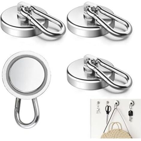 Extra Strong Magnetic Carabiner, 4 Pieces Magnetic Hooks, 360° Rotating Magnetic Hooks, Strong Hook, 25mm 22kg Neodymium Magnet, for Kitchen - (1/5)