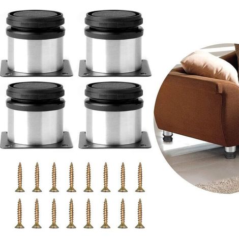 Verstellbare Möbelfüße, 4 Sets Edelstahl-Möbelfüße 5 x 5 cm mit Schrauben für Büromöbel