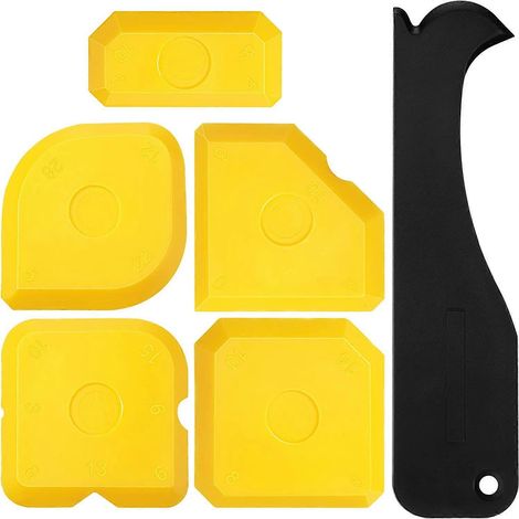 Kit d'outils pour mastic silicone (6 pièces) : outils de finition, outil de lissage, outil de finition pour joints. (1/5)