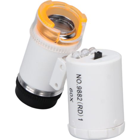 Loupe miniature portable grossissante 60x pour bijoux et billets, avec détecteur de lumière LED et microscope de poche blanc (1/5)