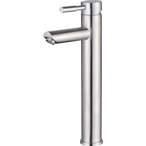 Einzel-Wasserhahn für kaltes Waschbecken, Einloch-Wasserhahn aus Edelstahl für Badezimmerwaschbecken, gebürstetes Nickel