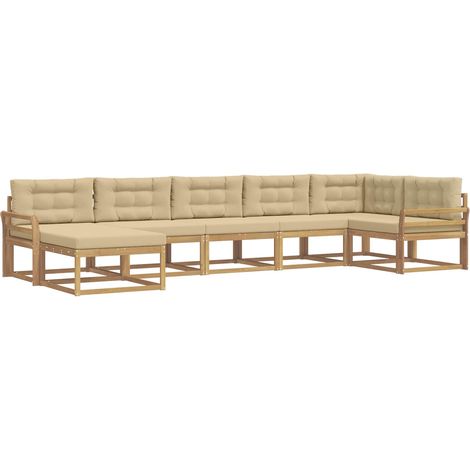 Outdoor Sofa Set with Cushion 7 pcs White and Beige vidaXL (1/5)
