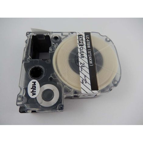 vhbw Label Tape Replacement for Epson LC-6TBW for Label Printer 8m x 24 mm, Black on Transparent (1/2)