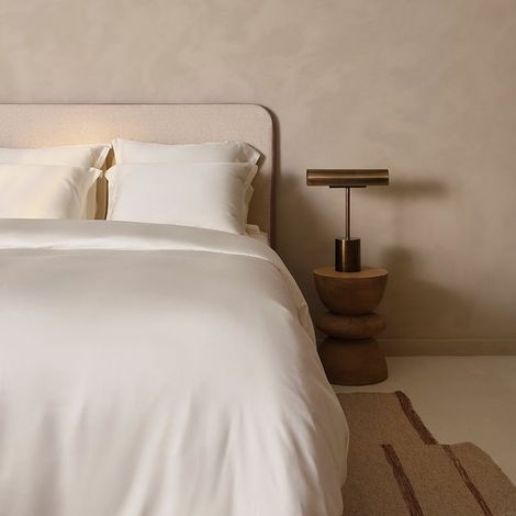 Housse de Couette en Satin de lyocell Lyocell 100% Douce et Thermorégulatrice - Blanc Cassé - PANGIVO