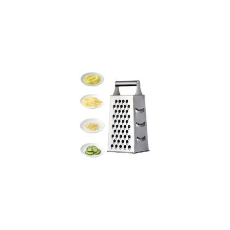 Rallador de acero inoxidable de 4 caras - Rallador de cocina para rallar grueso y fino, para frutas, verduras, zanahorias, queso, apto para lavavajillas (plateado) - Crezuo (1/4)