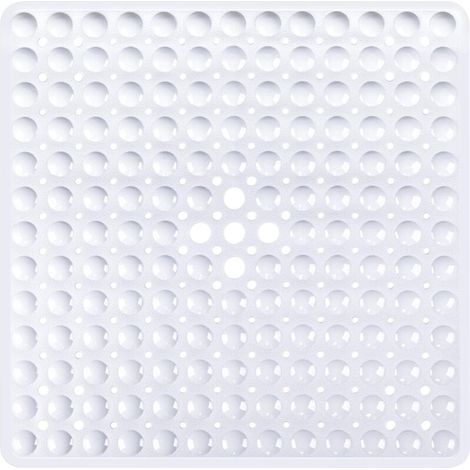Tapis de Douche Carré Blanc 53x53 cm – Antidérapant, Ventouses Puissantes, Lavable, Drainage Efficace et Sans BPA (1/5)
