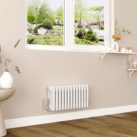 AICA 300x605mm White Horizontal Traditional Radiator Cast Iron 4 Column Heating UK (1/5)