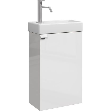 WC Badmöbel Apollo 40x22 cm Hochglanz Weiß - Schrank Waschbecken