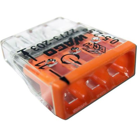 Connecteurs rapides - Transparents - 3 bornes - À connexion par insertion - 0,5-2,5 mm²