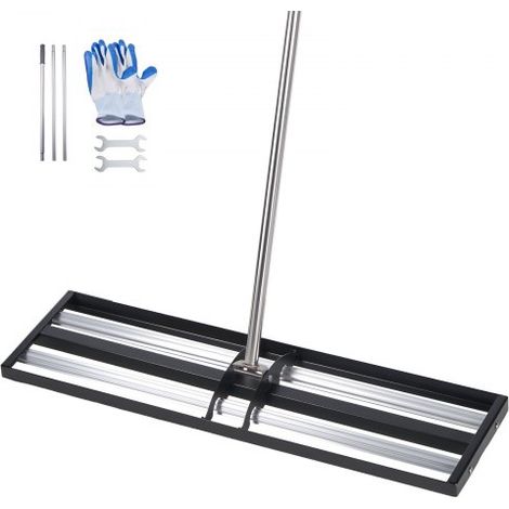 Rastrillo Nivelador de Césped con Rodillos, 914 x 254 mm, Rastrillo de Nivelación de Césped, Mango Giratorio, Accesorios Incluidos, Acero, Herramienta para Arena Tierra de Jardín Campo de Golf (1/5)