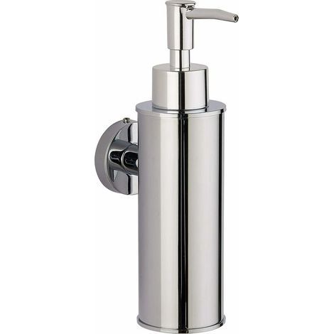 Wall-mounted soap dispenser in 304 stainless steel, for decoration (round, chrome) (1/5)