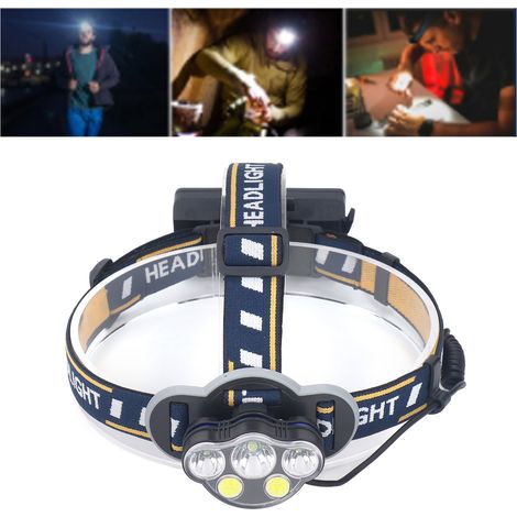 Hochleistungs-Stirnlampe mit 5 COB-LEDs und intelligentem, per USB aufladbarem Akku für Arbeiten im Freien über große Entfernungen. (1/5)