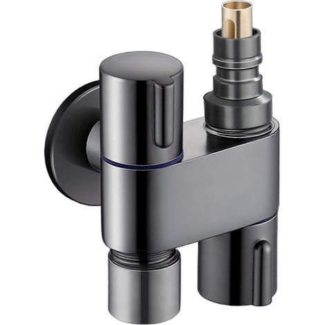 Robinets de toilette à double commande avec une entrée et deux sorties, robinets de machine à laver pour le nettoyage de la salle de bain Buse à mailles et eau (1/5)