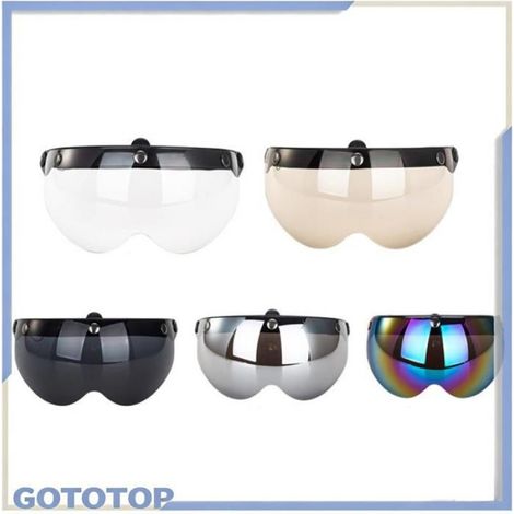 Visière De Casque - Universelle À 3 Boutons-Pression - Compatible Demi-Casque Et Casque 3/4 - En Polycarbonate - 1 Pièce (1/5)