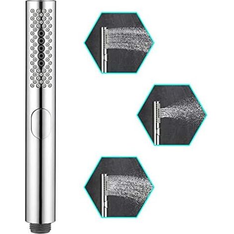 Pommeau de douche rond 3 fonctions avec embouts en gel de silice Finition chromée Corps ABS (1/4)