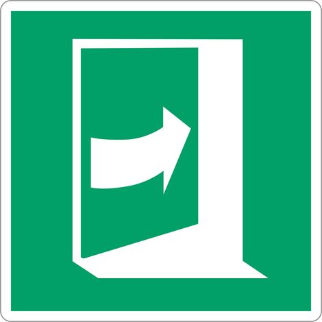 Pannello adesivo ISO 7010 "Porta di emergenza con apertura a destra" - E023 (1/2)
