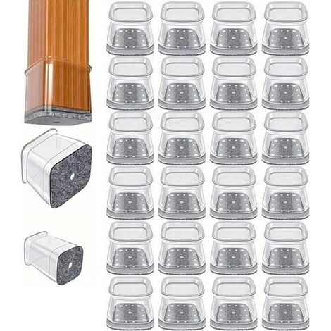 24 Protezioni per gambe di sedie (3,6 x 5,1 cm) × 4,8 × 3,8 cm Protezioni per gambe di mobili Protezioni rettangolari per gambe di sedie Protezioni per pavimenti Feltro antigraffio Tran (1/5)