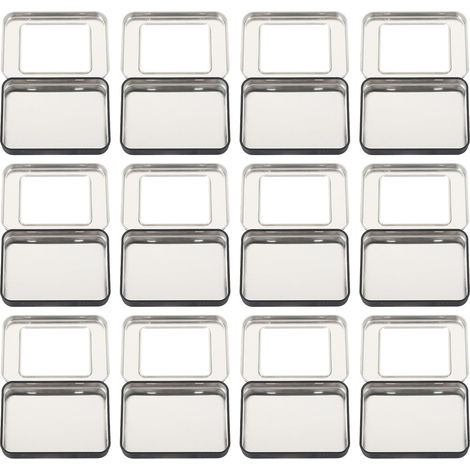 Boîte de rangement rectangulaire en métal pour 12 clés USB, avec couvercle à charnière et fenêtre (1/5)