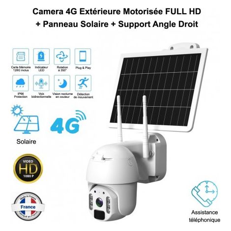 Camera 4G extérieur motorisée FULL HD Solaire, Vision 92° IR, Contrôlable à distance - nano SIM 300Mo offert, Micro et Haut Parleur Intégré (1/5)
