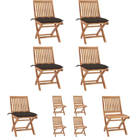 Gartenmöbel - vidaXL Klappbare Gartenstühle mit Kissen 4 Stk. Massivholz Teak - Holzstühle (1/5)