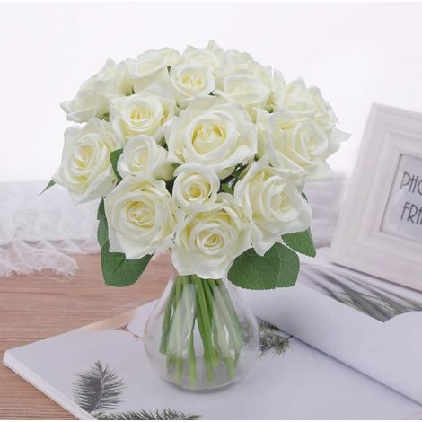 1pièces 18 Fleur Artificielle de Tête Bouquet de Rose Faux Bouquet en Soie pour la Maison Bricolage Jardin Bureau Décoration de Mariage (1/5)