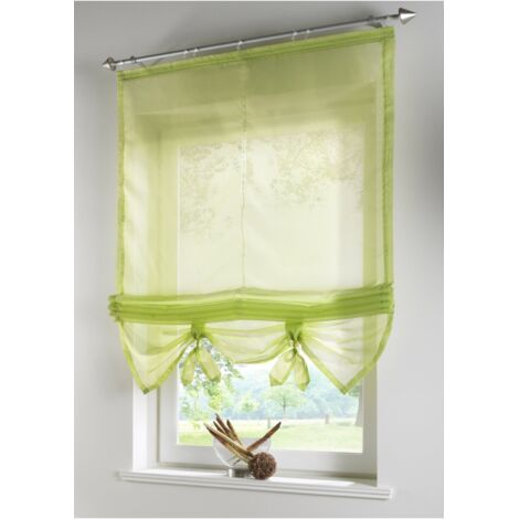 Sollbry 1 Pièce Store Romain Classique Couleur Unie Rideau Voilage Décoration de Fenêtre Chambre Salle de Bain Salon Balcon, Vert, 120x155cm