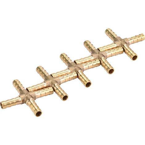 5pcs Brass Cross 4 Way Hose Joiner Fittings Barbed Connector Air Water Oil Gas Fuel 6/8/10/12mm