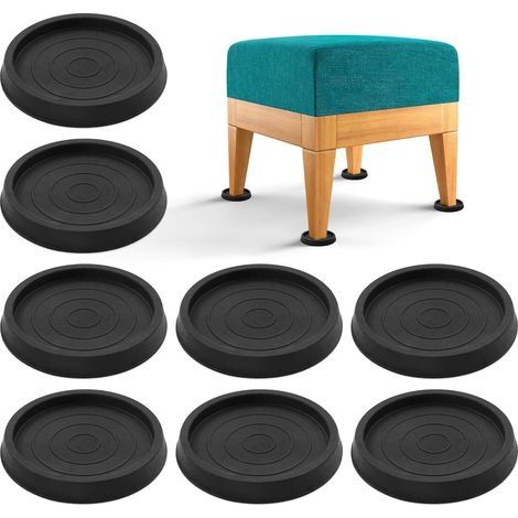 Lot de 8 patins ronds antidérapants de 6,3 cm en caoutchouc pour pieds de meubles, chaises, tapis de protection pour lit, armoire, canapé, chaise, table, planchers en bois dur (1/5)