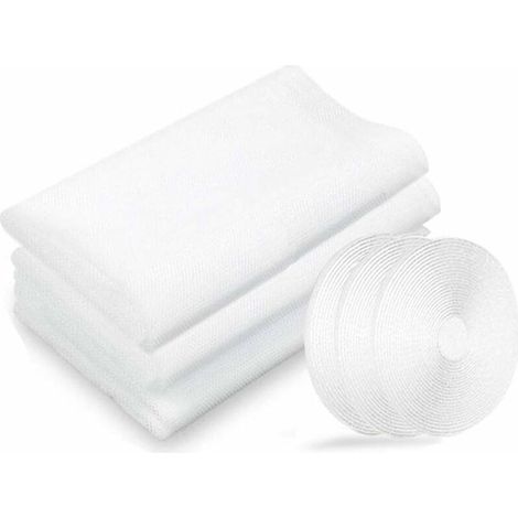 Mosquito net, window screens, 3 packs 130 cm x 150 cm. Insect protection for windows, with 3 rolls of adhesive tape, white. (1/5)