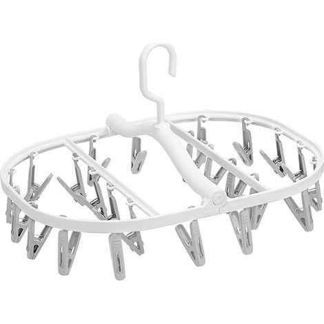 Haute Qualité Etendoir Chaussette Pliable, Tourniquet à Chaussettes avec 24 Pinces pour Chaussettes,Lingeries,Cravate,Chapeaux, Pieuvre Pince à Linge Pliant, Etendoir sous Vêtement-Gris (1/5)