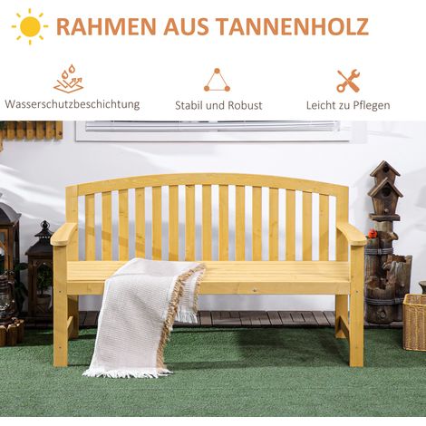 Banc de jardin 2 places en bois, extérieur résistant aux intempéries, assise avec dossier pour meubles de terrasse, charge max 240 kg, 140 x 50 x 85 cm, Orange (1/5)