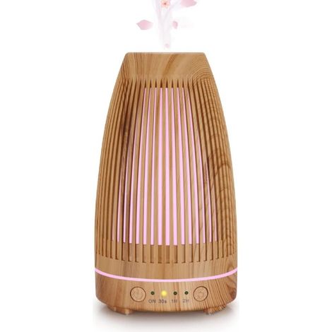 Diffuseurs d'Huiles Essentielles Electrique,Ultrasonique Humidificateur Diffuseur Aromathérapie Electrique 7 Couleurs Lumières LED pour la Maison, Yoga, Bureau, Spa, Chambre - Bois (1/5)