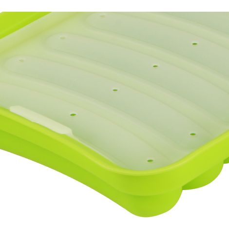 Moule en silicone pour saucisses et hot-dogs (lot de 3), idéal pour la fabrication de jambon maison, d'aliments pour bébés et de compléments alimentaires (vert). (1/5)