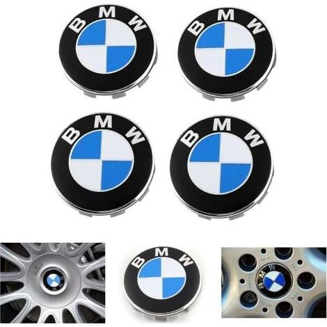 Lot de 4 Bleu Cache Moyeux Compatible with BMW Centre Roue ABS Accessoires de Voiture - 68mm (1/5)