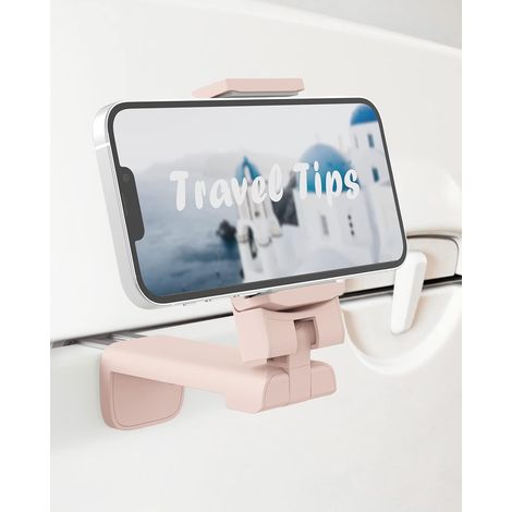 Unverzichtbare Handyhalterung für Flugreisen, universelle Freisprech-Handyhalterung für Flugzeuge mit 360°-Drehung, Tischmodell in Rosa (1/5)