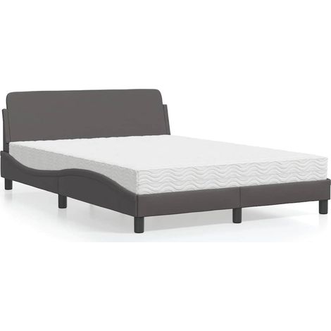 Bett mit Matratze "Dover" Grau 120x200 cm Kunstleder